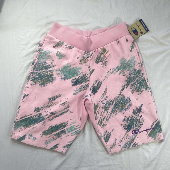 NWT Champion Reverse Weave heavy cotton Pink & Turquoise Blue Sweat Shorts. - Picture 1 of 5
